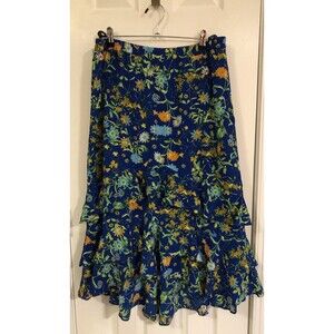 Línea By Louis Dell’Olio Wild Flower Tiered Ruffle Skirt Sapphire / Multi Large